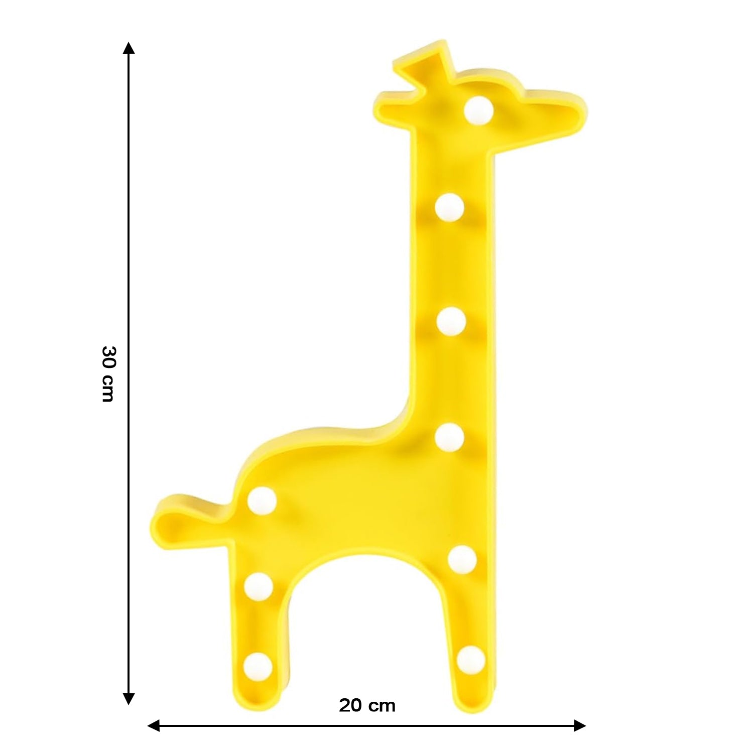 Close-up of LED decorative light shaped as a giraffe silhouette