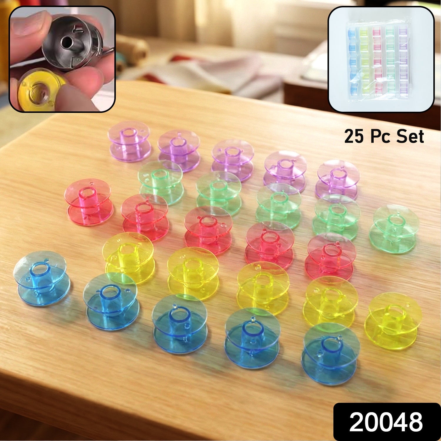 Various thread bobbins for domestic sewing machines in the set