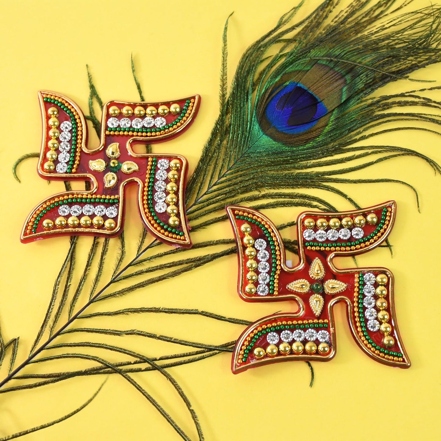 Pure acrylic Swastik decorative sticker with ornate embellishments