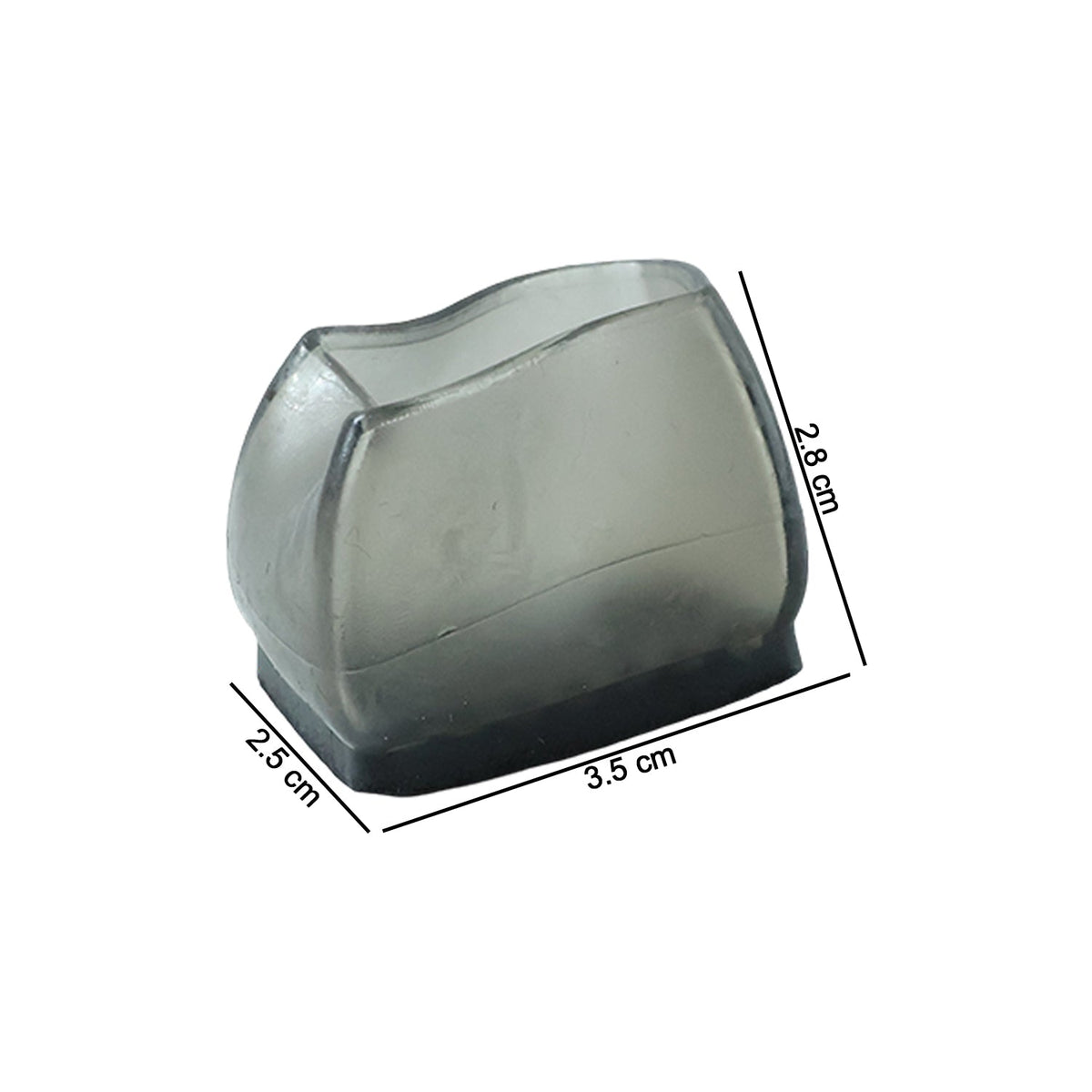 A single dark grey silicone furniture leg cap is shown with its dimensions in centimeters.