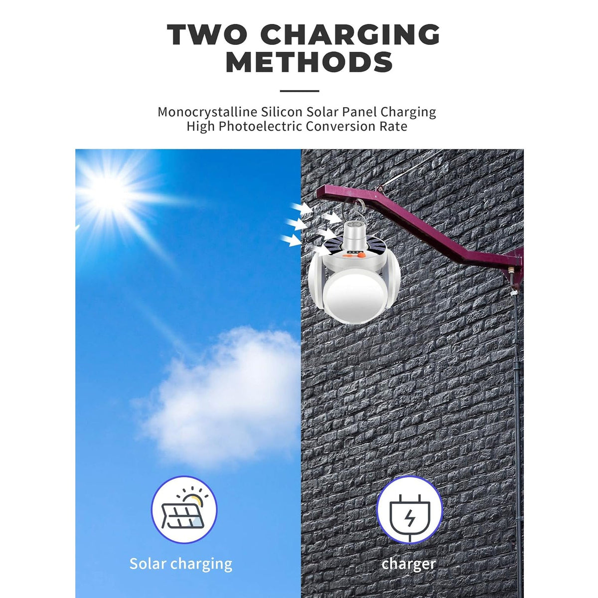 Fully unfolded Solar Camping Light, maximizing solar panel exposure for efficient charging.