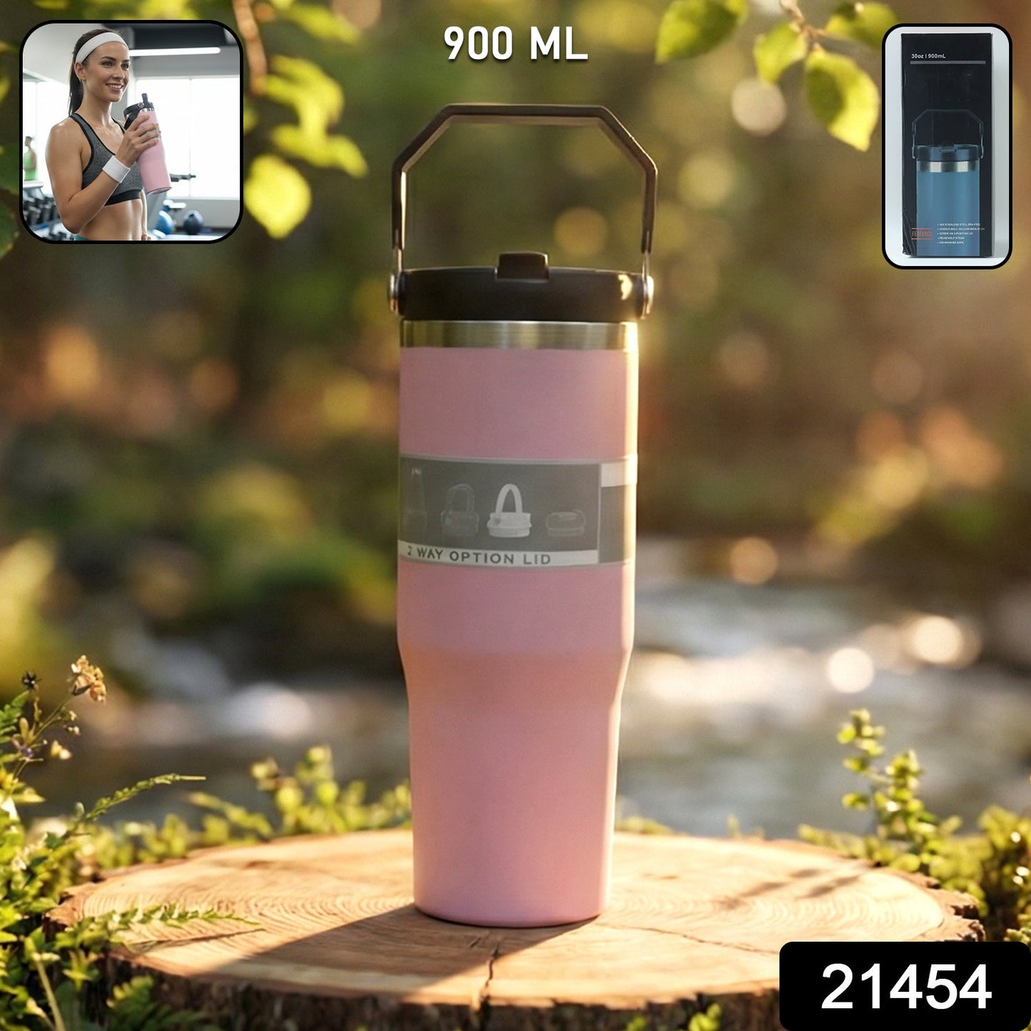 Double-wall vacuum insulated stainless steel flask for hot and cold drinks