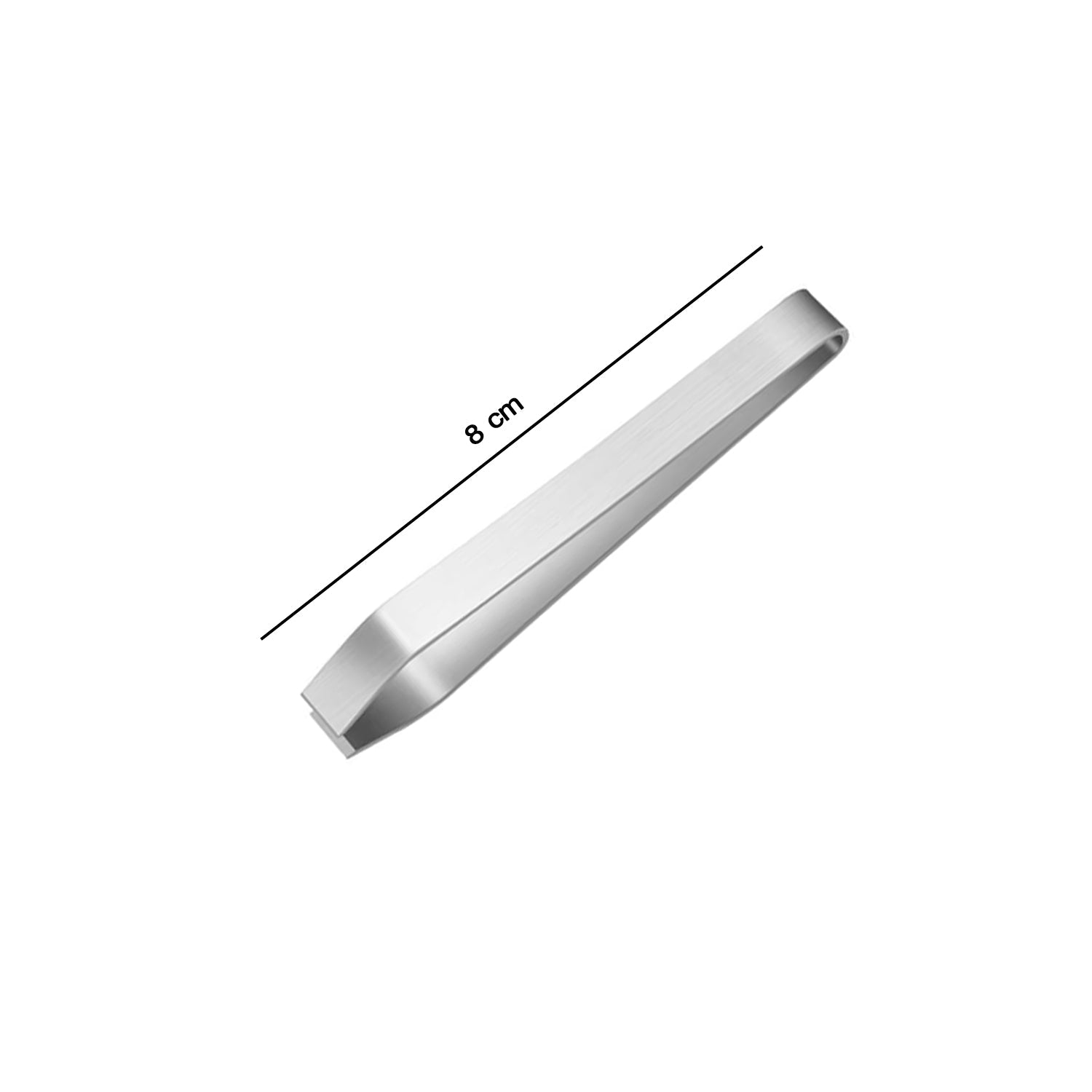 A silver stainless steel tweezer is shown on a white background with an 8 cm measurement line.