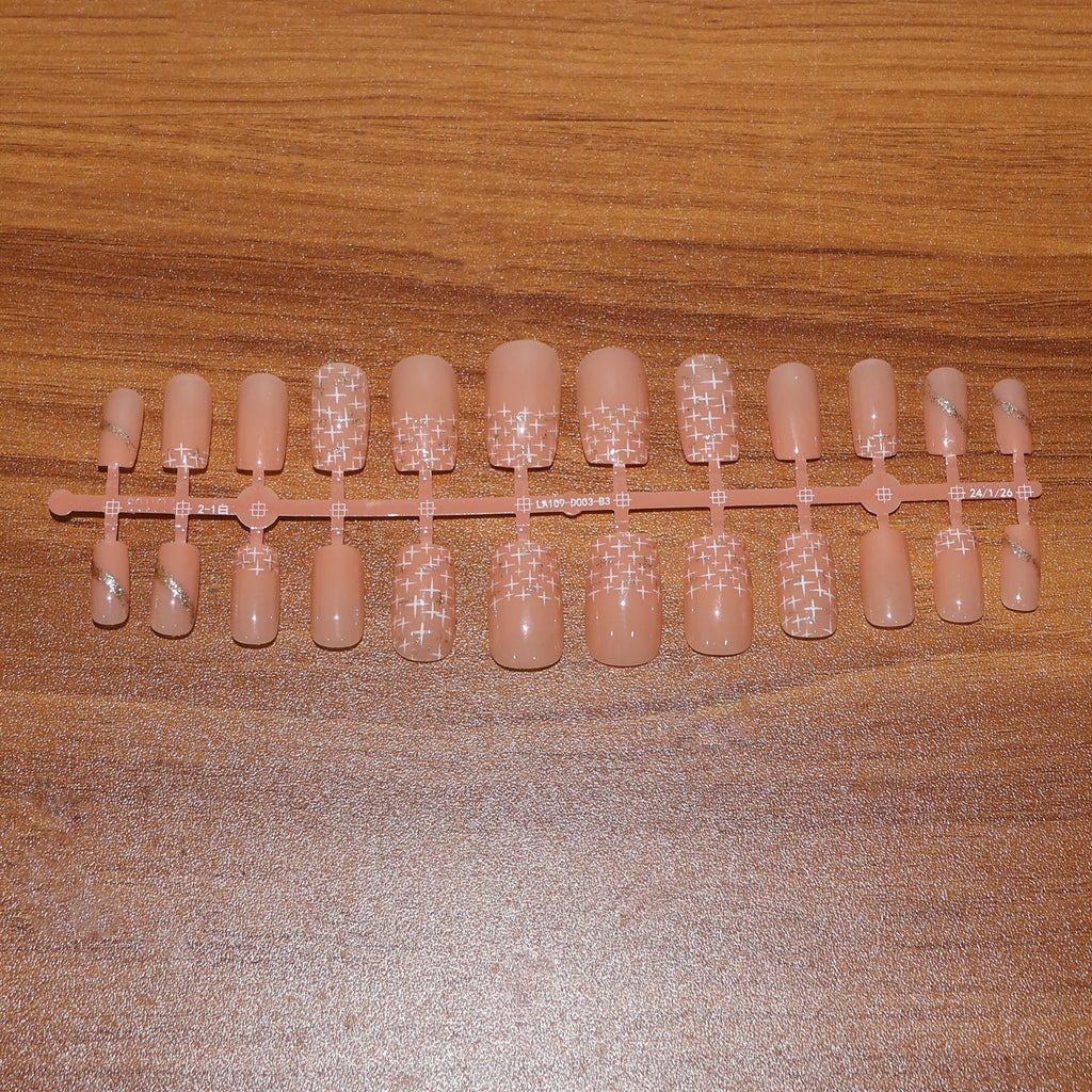 Elegant Nude Glossy Artificial Nail Tips fake nails (24 Pc Set)