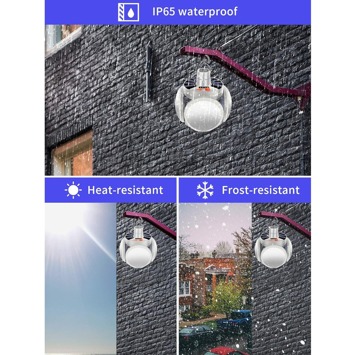 Top view of the foldable Solar Camping Light, highlighting its integrated solar panels.