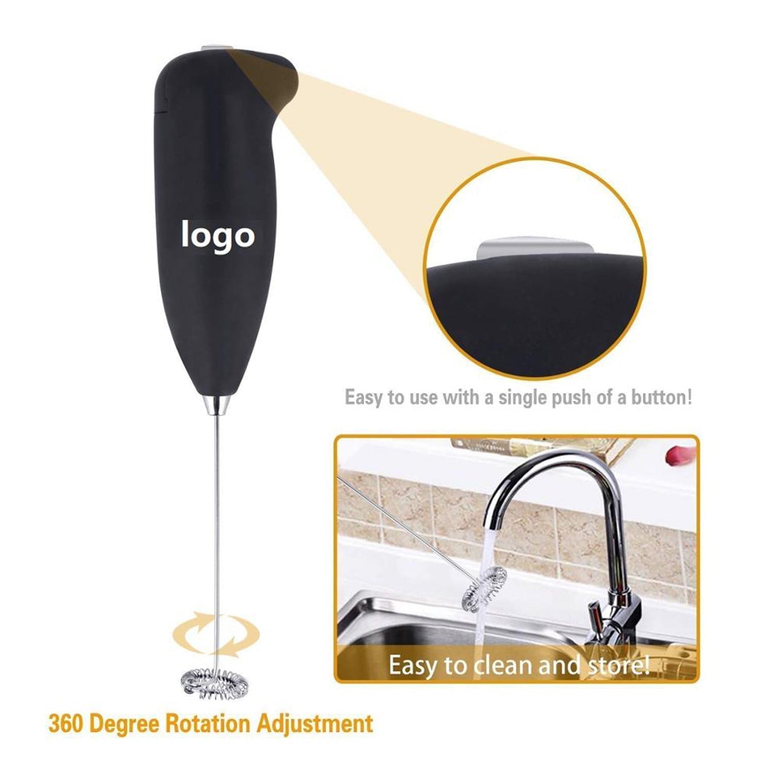 A black frother with a