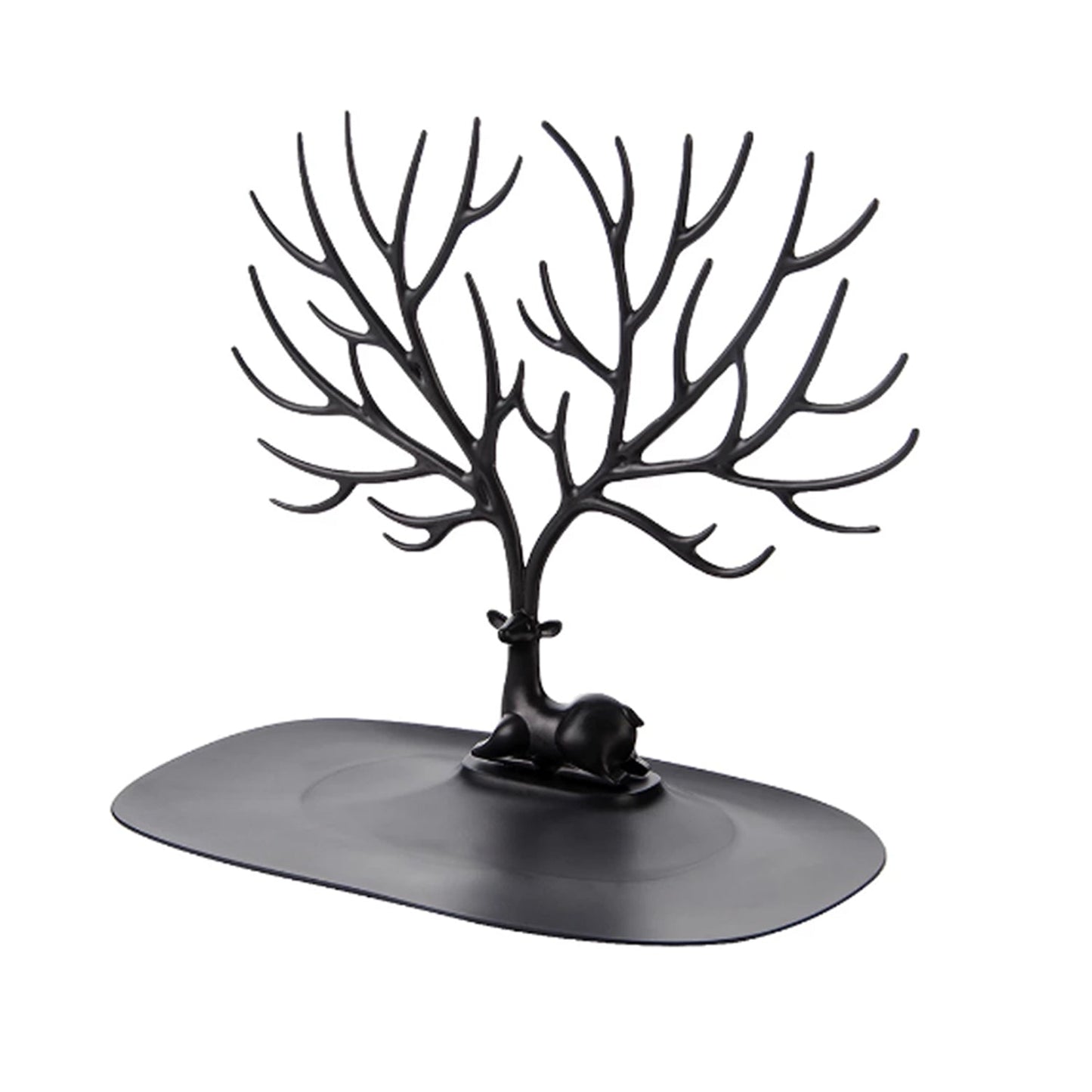 Jewellery display stand with deer antler design holding earrings