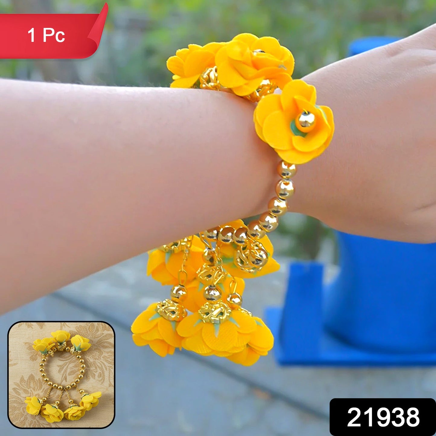 Decorative beaded floral bracelet for wedding rituals
