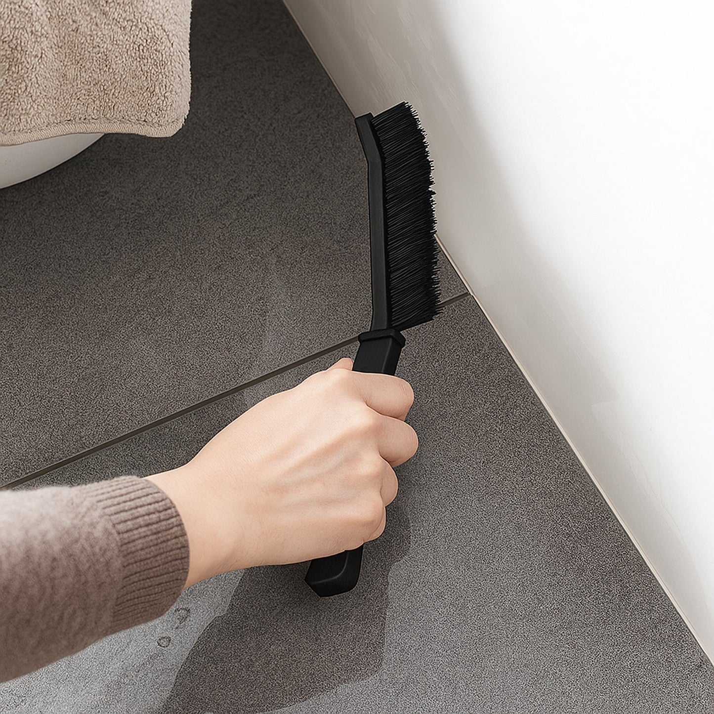 Multipurpose long handle corner brush set for bathroom floor and tile joints