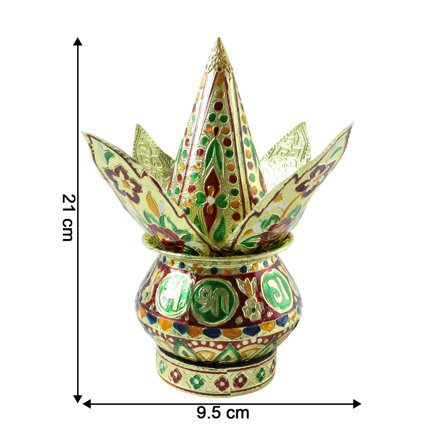 Decorative pooja kalash set arranged in festive pooja room