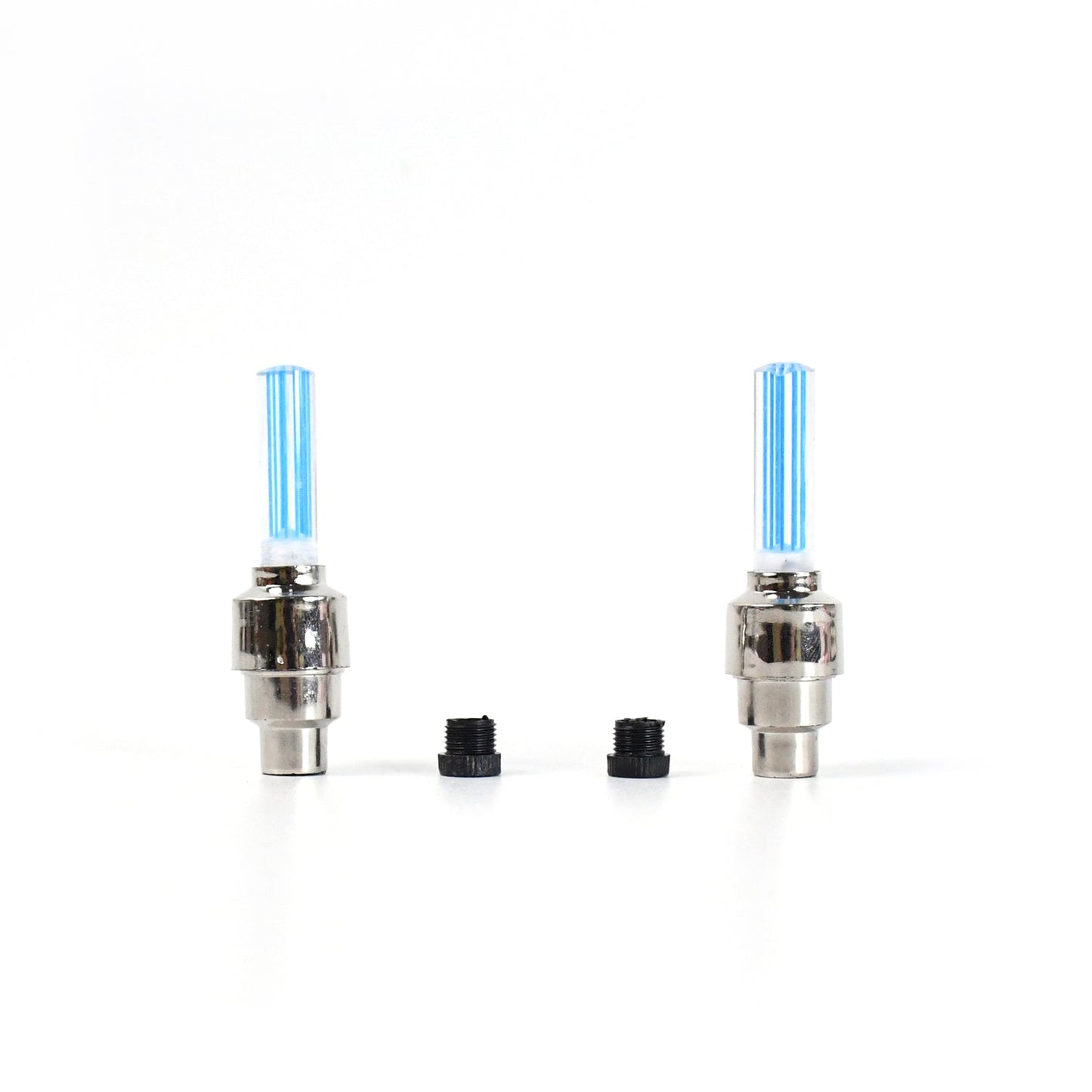 Detailed view of an individual Motion-activated LED wheel valve cap light, highlighting its design.