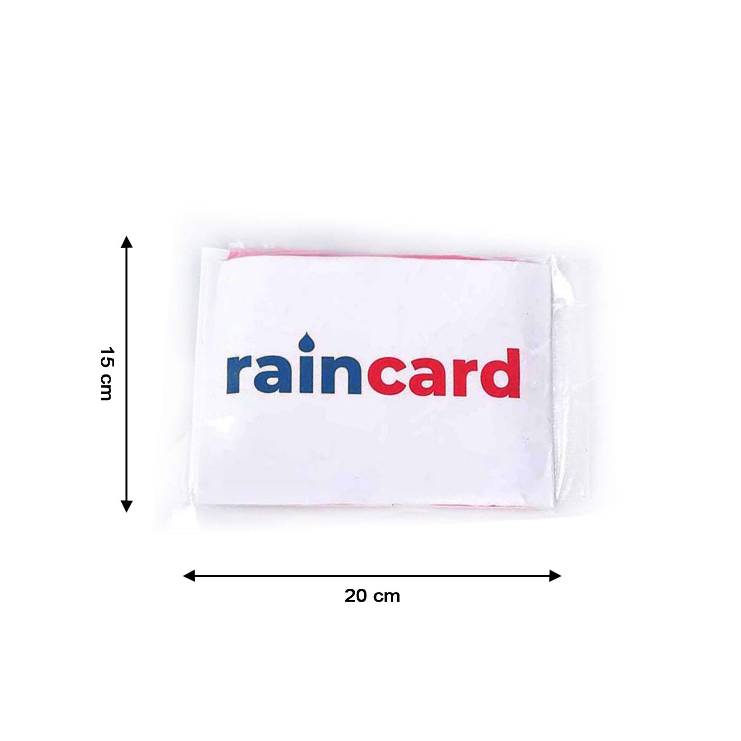 Raincoat card packaging showing product branding and instructions