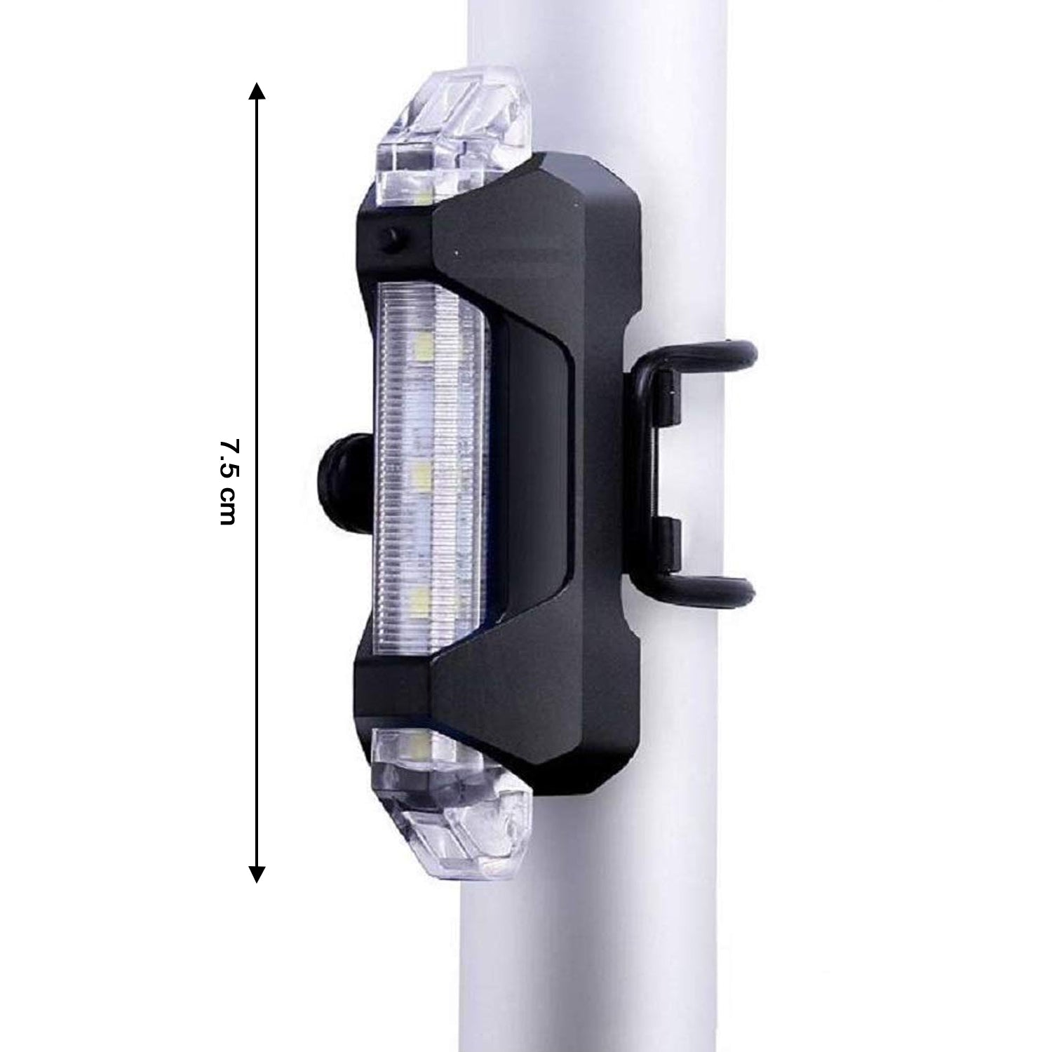 Waterproof USB rechargeable bicycle light enduring splashes highlights durability.