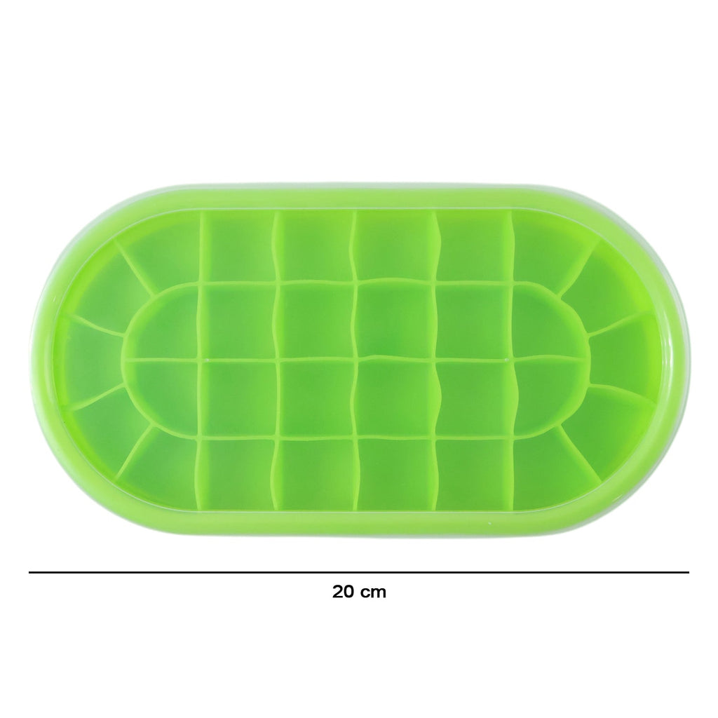 Premium Oval Silicone Ice Cube Tray with Lid (1 Pc)