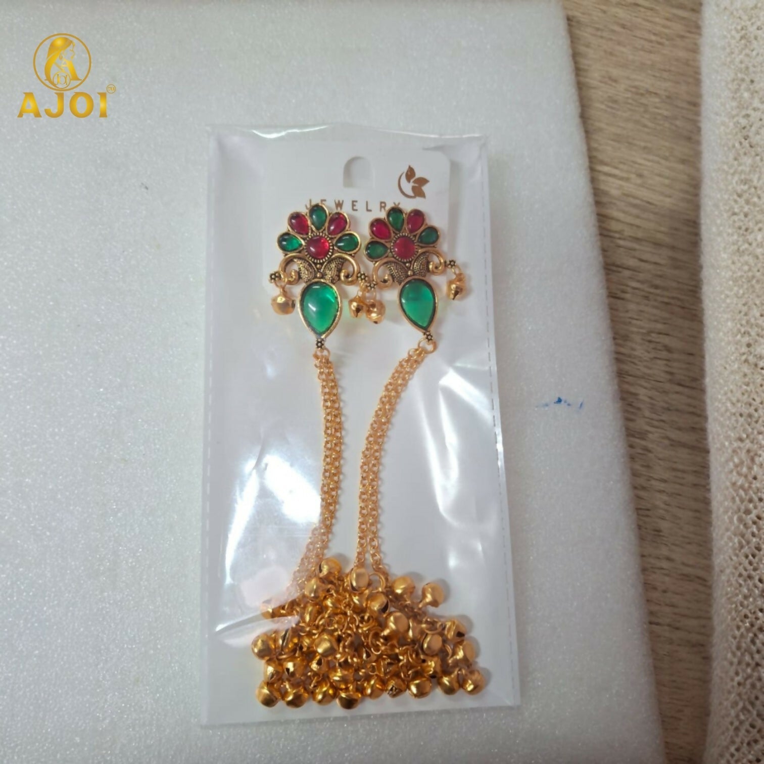 Kashmiri Style Gold Plated Floral Long Latkan Earrings For Women And Girls