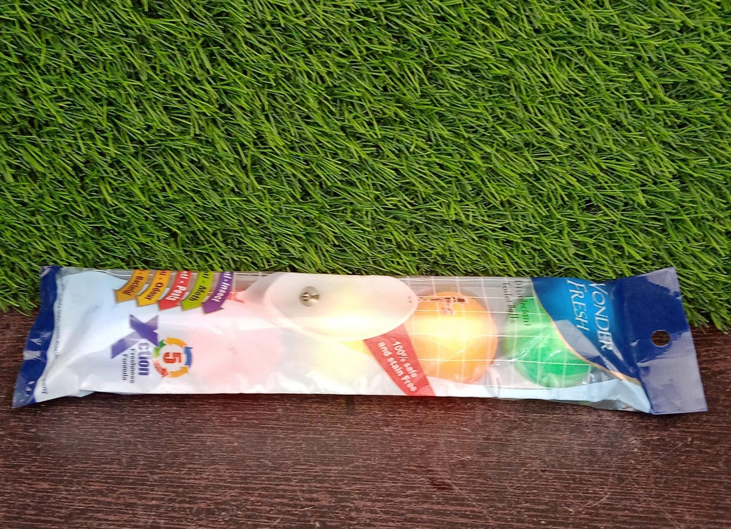 Wonder Fresh Sani Balls providing powerful and long-lasting fragrance for bathroom freshening.