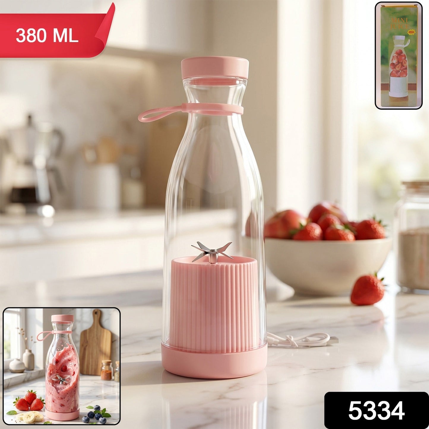 Mini smoothie maker bottle with USB charging port
