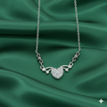 Silver Plated Sparkling Crystal Heart Wing Pendant Necklace For women and girls