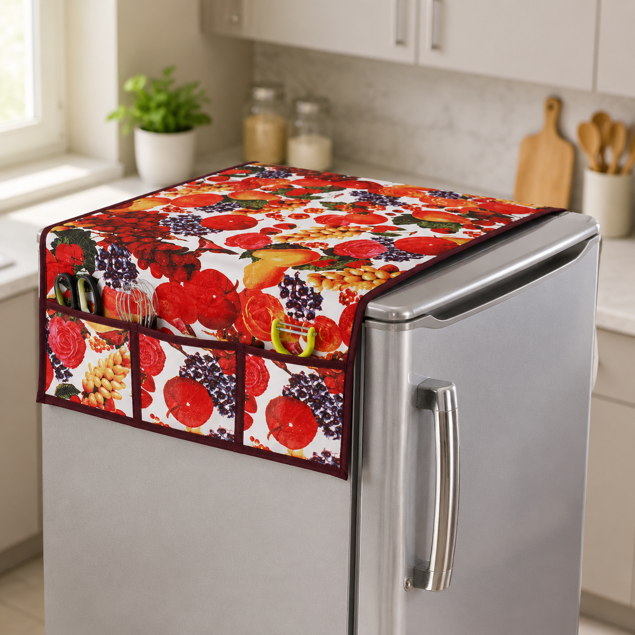 Fridge Top Cover – Decorative PVC Kitchen Appliance Protector | CookAura