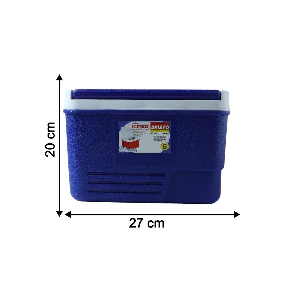Portable Insulated Ice Cooler Box with Carry Handle (1 Pc, Blue / 6Ltr)