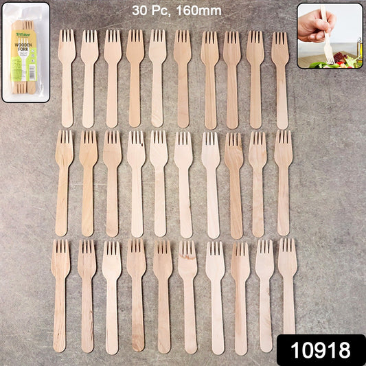 Pile of Freshee 160mm wooden forks made from birchwood