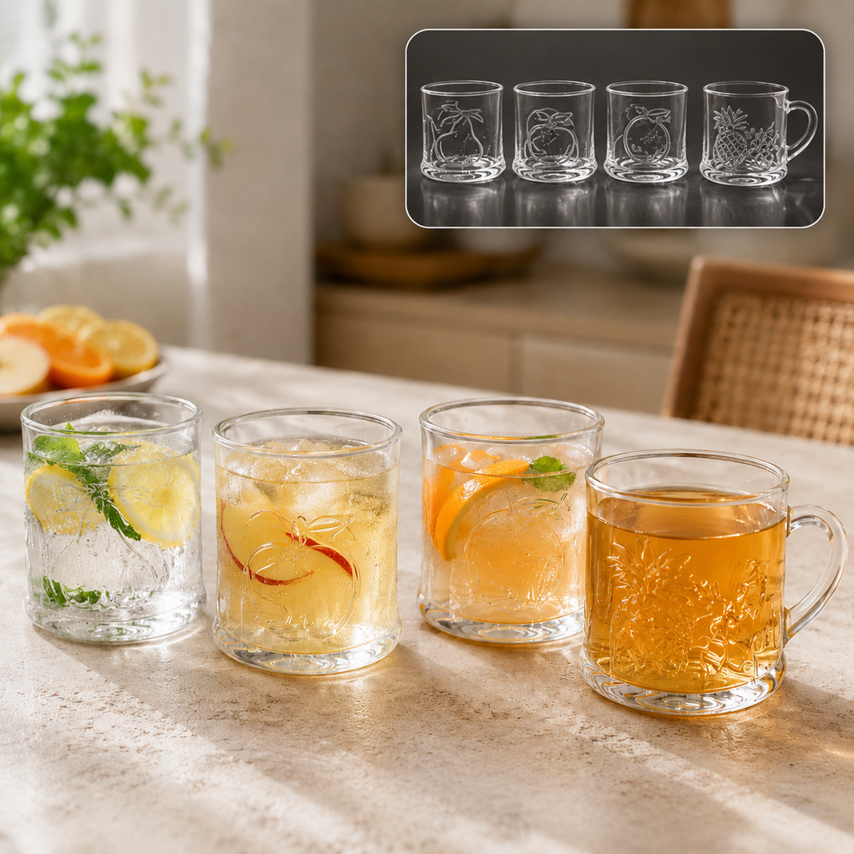 Glass Drinkware Set – 4-Piece Mugs & Tumblers | TableNest