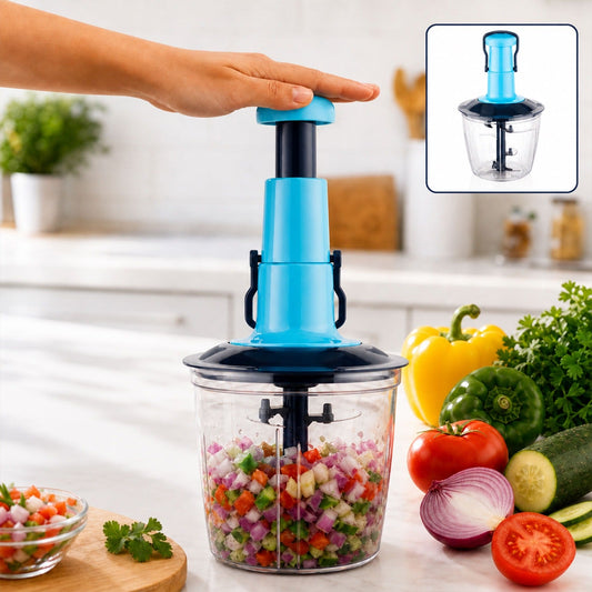 Manual Vegetable Chopper 6-Blade Stainless Steel – 950ML | XcelCraft
