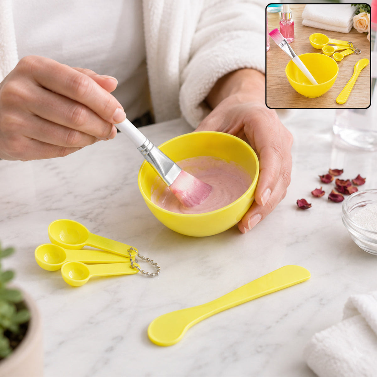 Complete Facial Mask Bowl Set with 6 pieces for skincare mixing.
