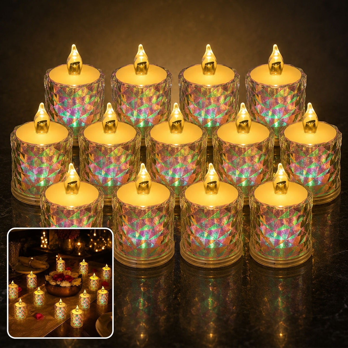 LED Tealight Candles 12 Pack – Flameless Diwali Decor | Styleva