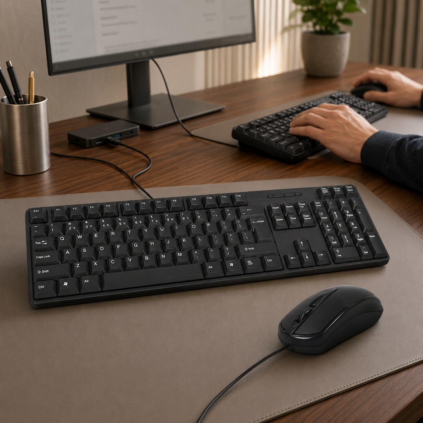 Wired Keyboard Mouse Combo – Ergonomic USB Set | Wiregenix