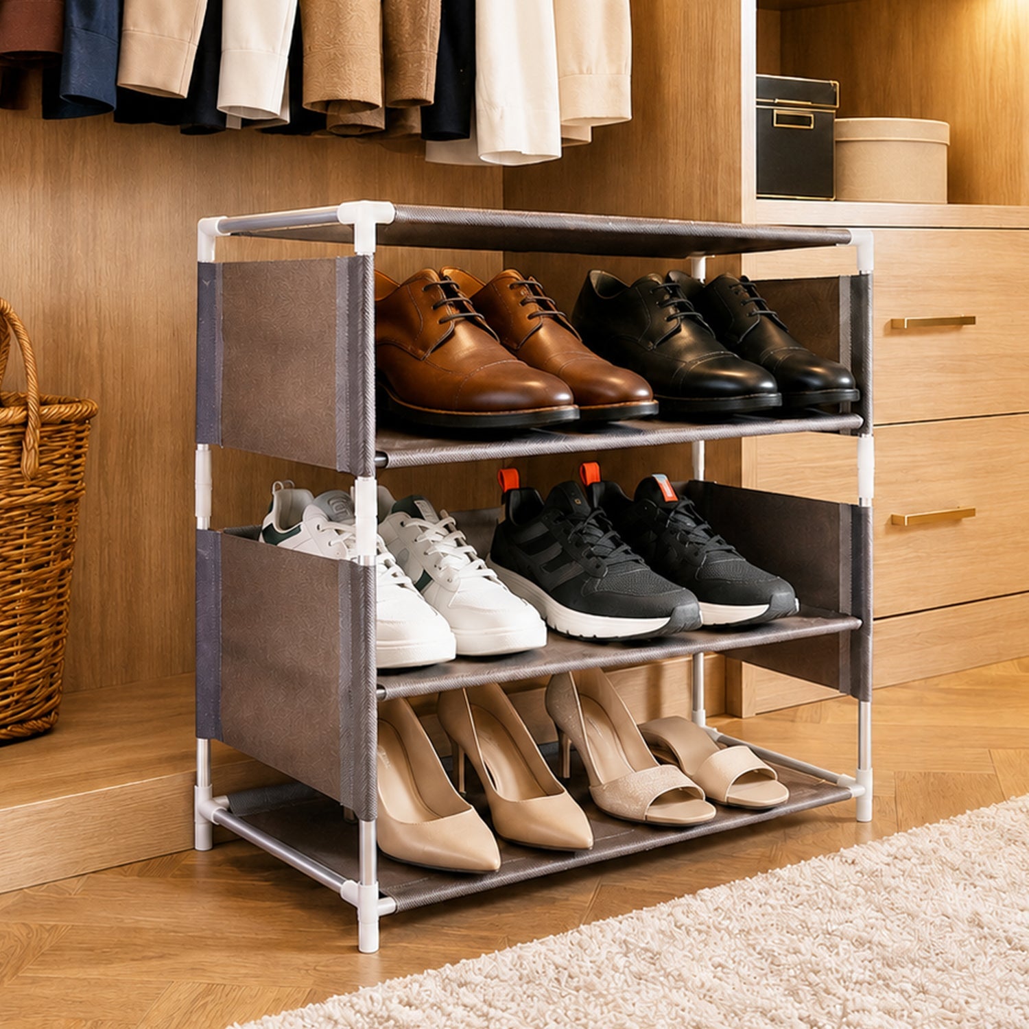 3 tier shoe rack for bedroom and closet