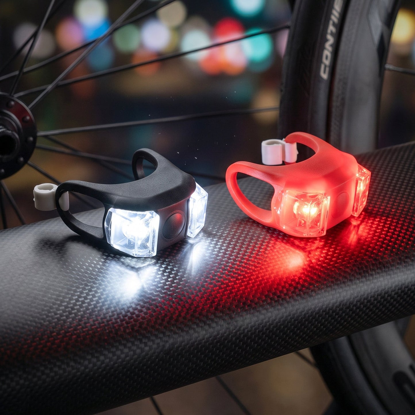 Front and rear silicone LED bike lights