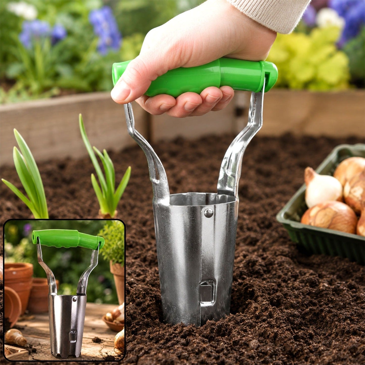 Garden Bulb Planter – Neat Planting with Depth Marks and Steel Build