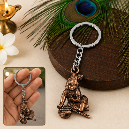 Bal Krishna Keychain – Durable Metal Devotional Accessory
