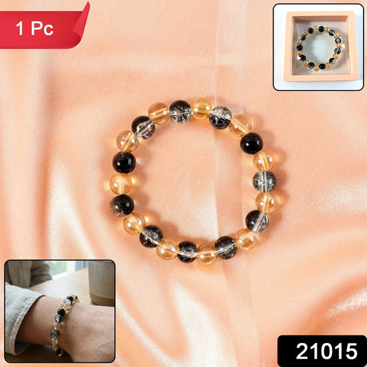 Dual-Tone Crystal Beaded Stretch Bracelet styled on wrist showcasing elegant sparkle