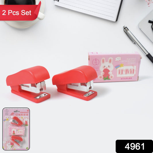 Multicolour FiloDesk mini stapler set with staples shown in packaging.