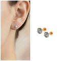 Gold plated AD Solitaire Flat Back Stud Earrings for women and girls Combo Pack of 2