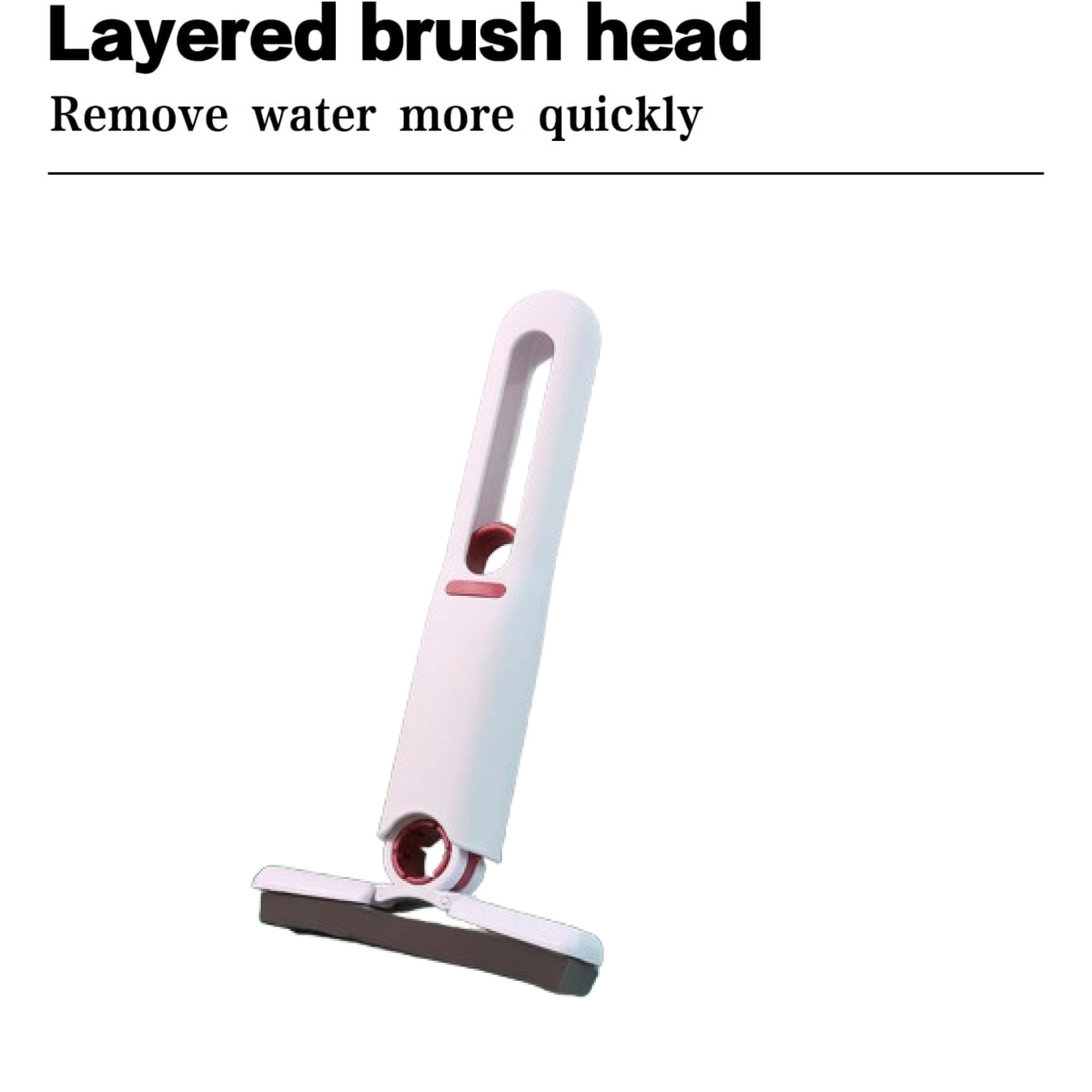 The white and red silicone squeegee is shown with its layered brush head, angled upwards against a white background.
