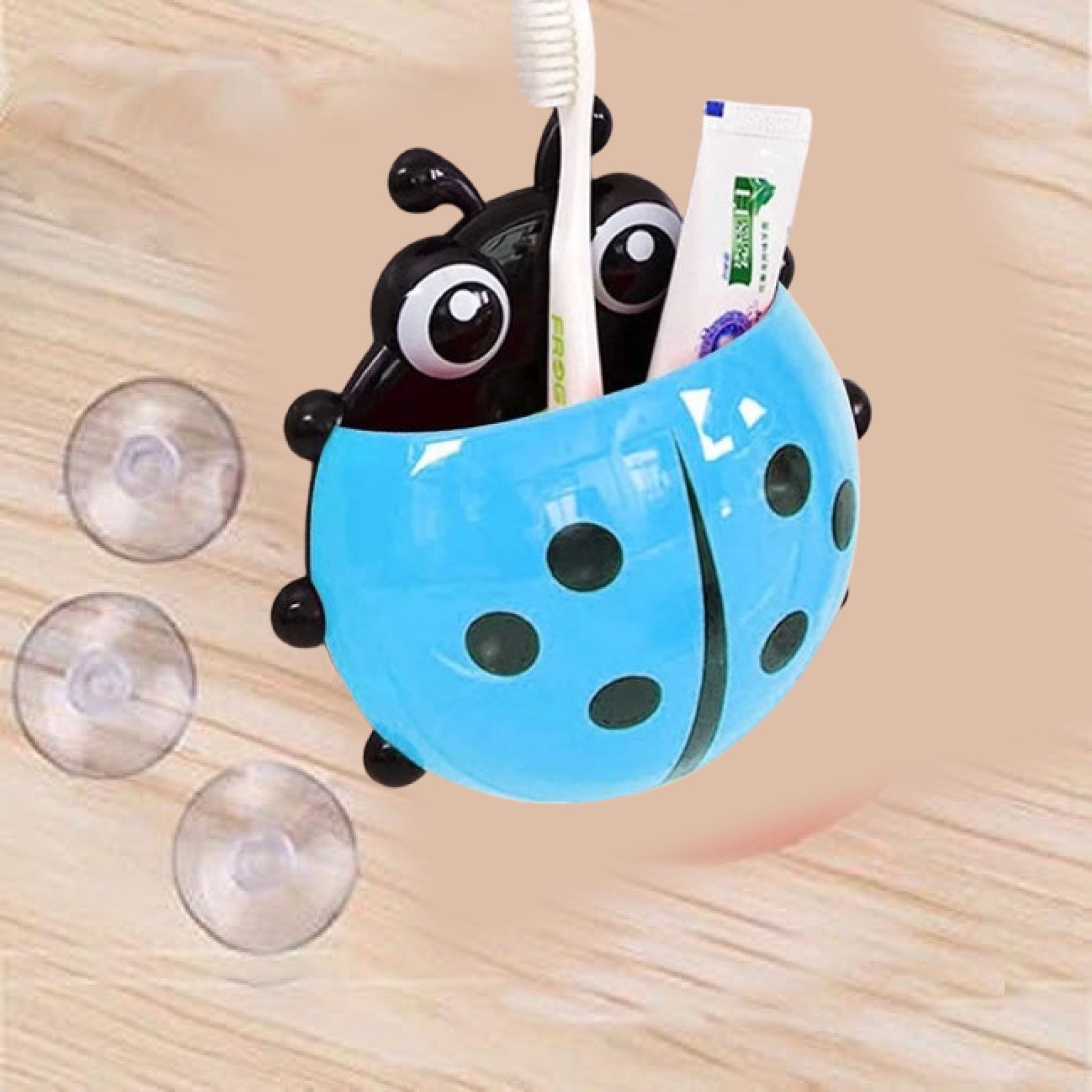 Technical schematic of the Ladybug Toothbrush Holder, illustrating its dimensions and structure.