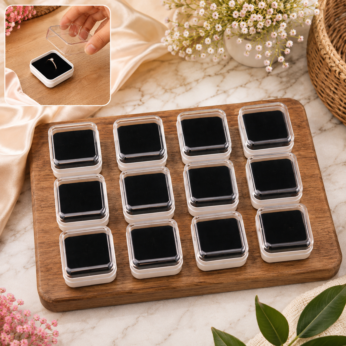 Mini Jewellery Storage Box – 12 Pc Set with Soft Cushion