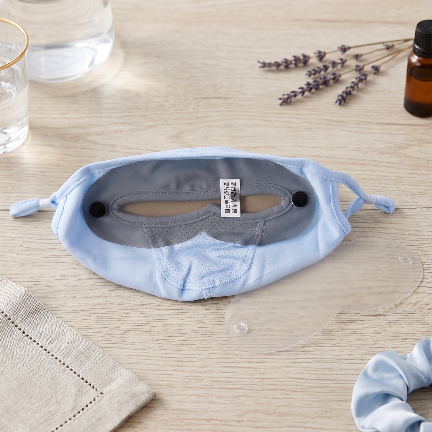 Reusable cloth face mask and removable eye shield product view