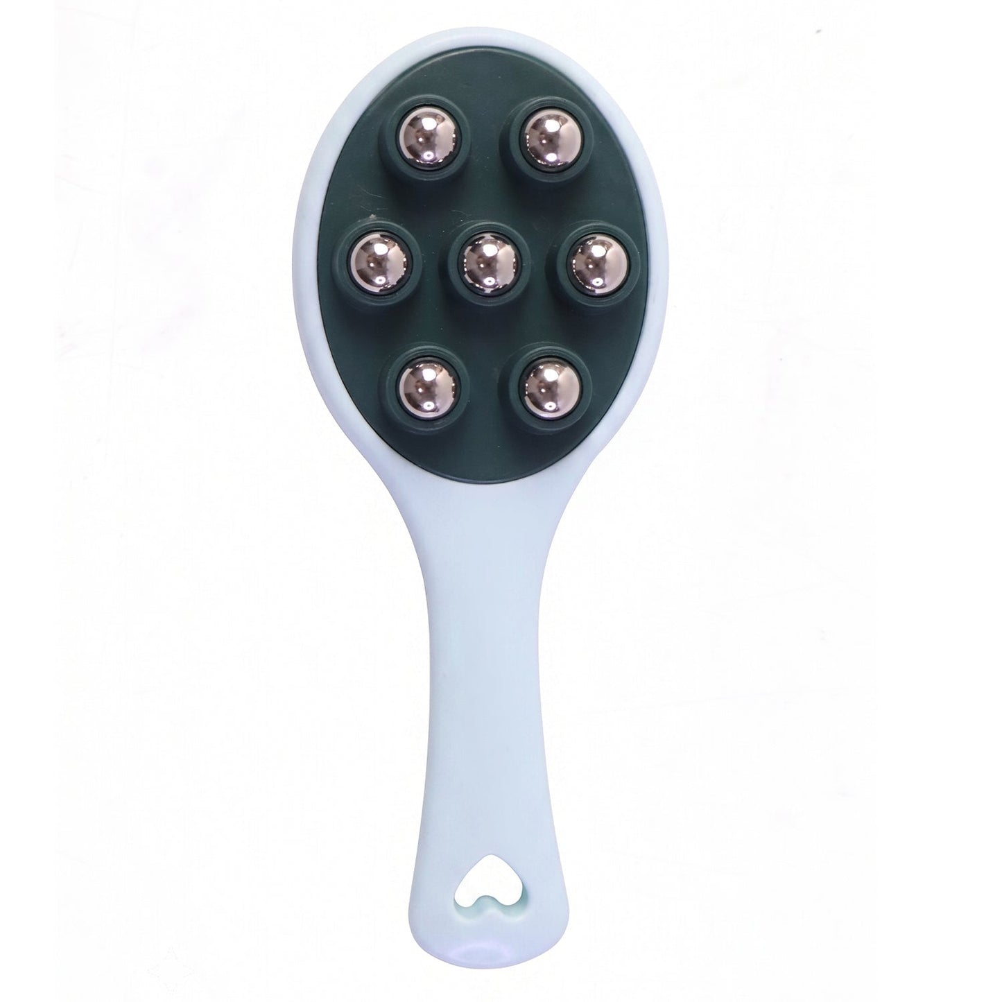 Portable blue-handled handheld body massager.