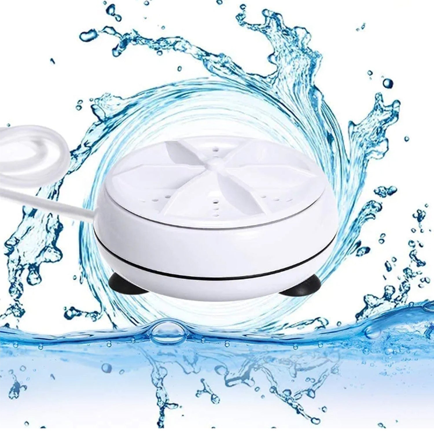 Side angle view of compact USB mini washing machine