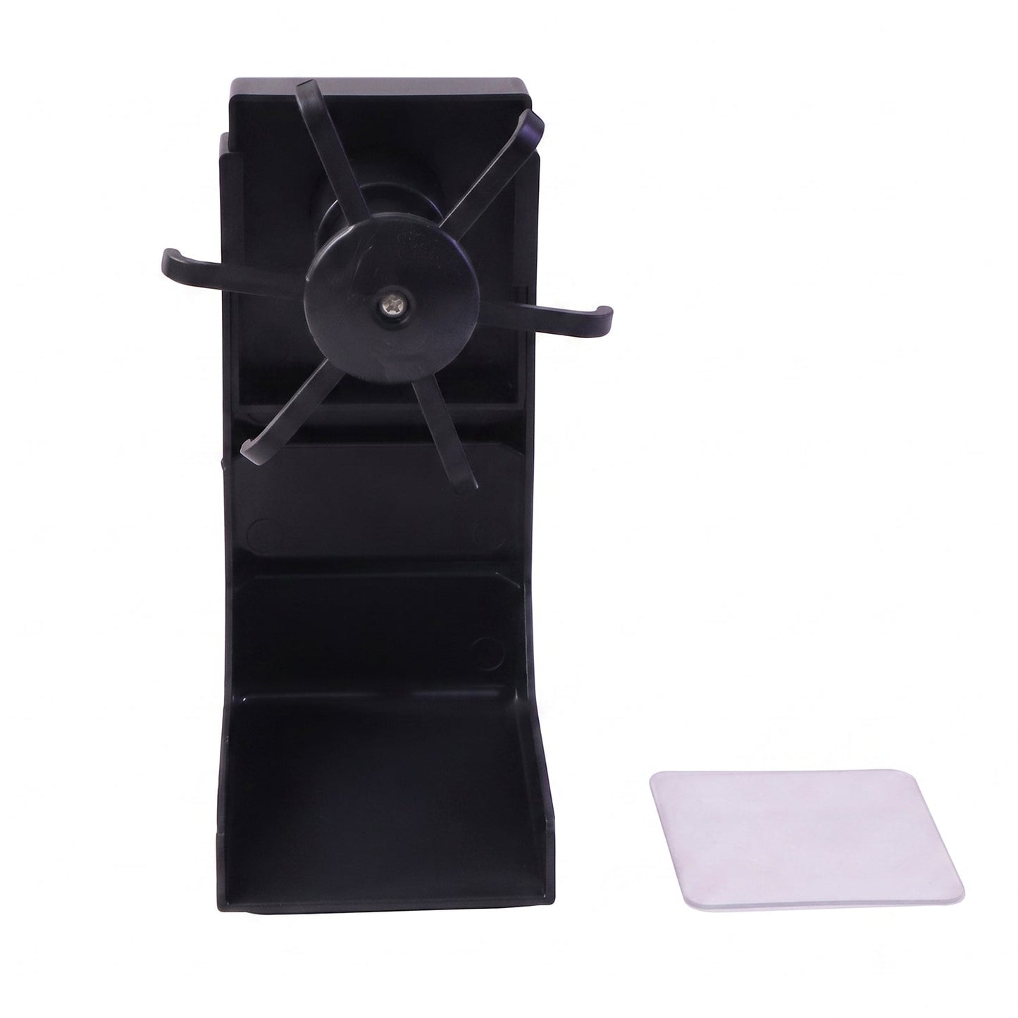Rotating hanging hook and adhesive pad on white background