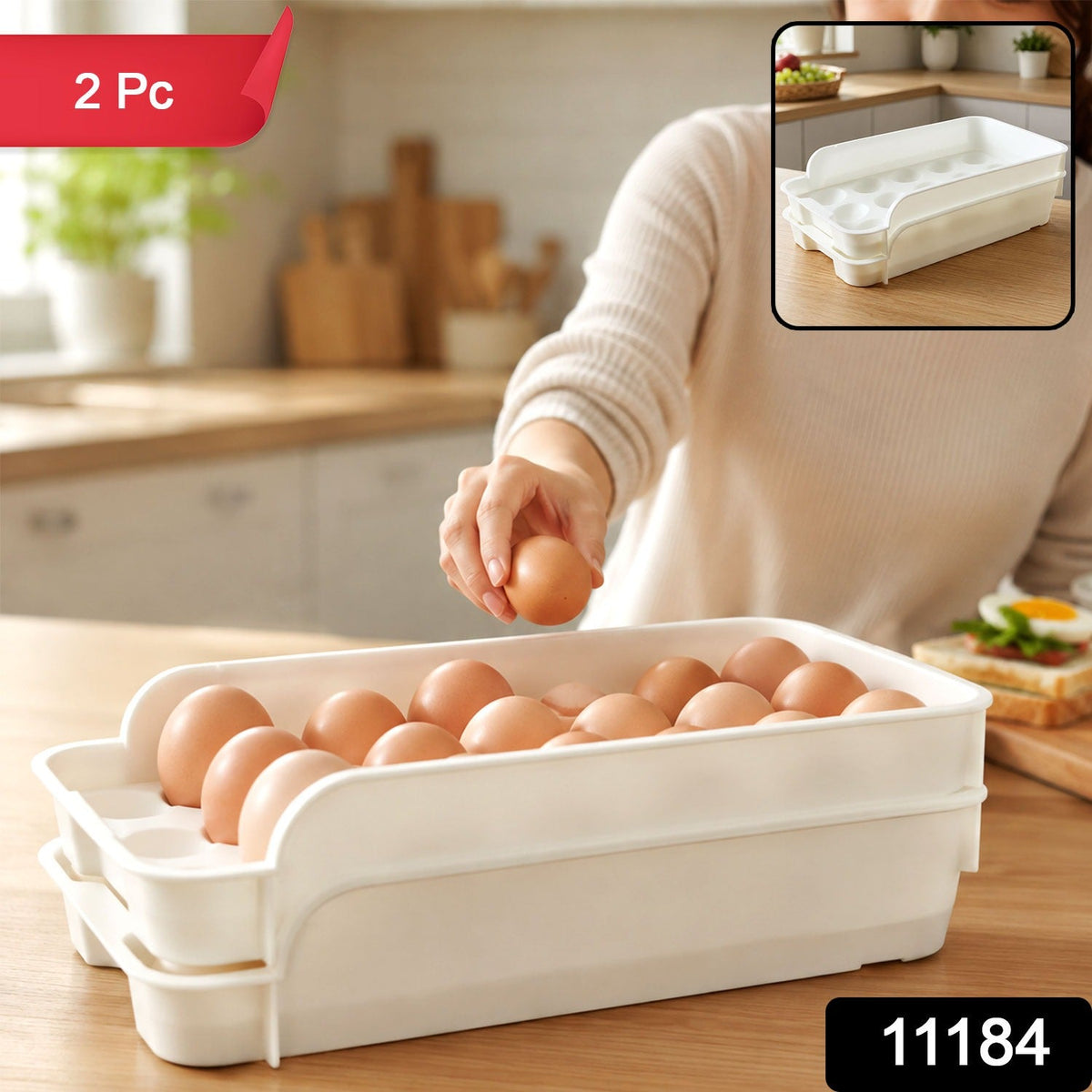 Egg Storage Tray – Space-Saving and Durable Refrigerator Organizer