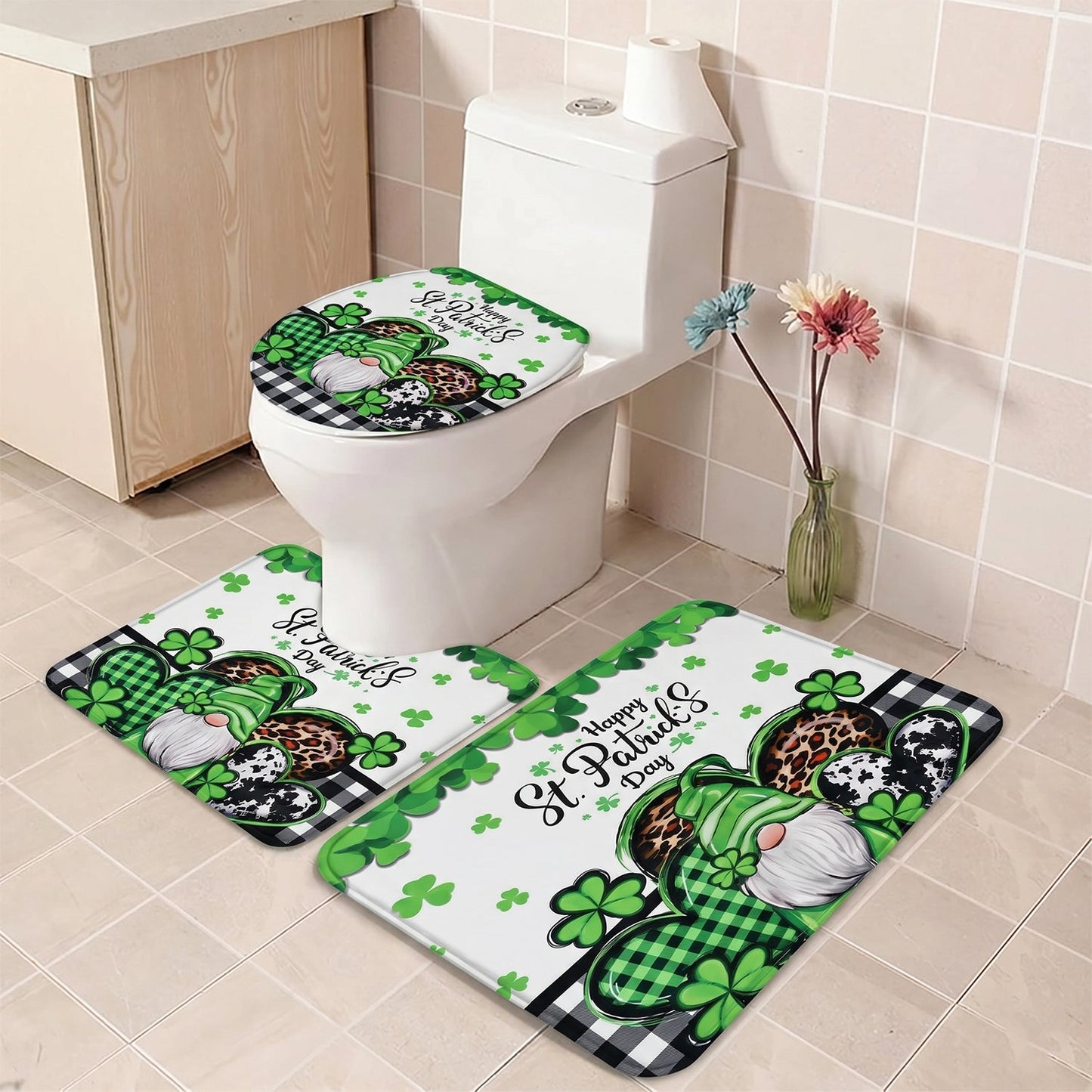 Bathroom mat set placed in bathroom lifestyle scene