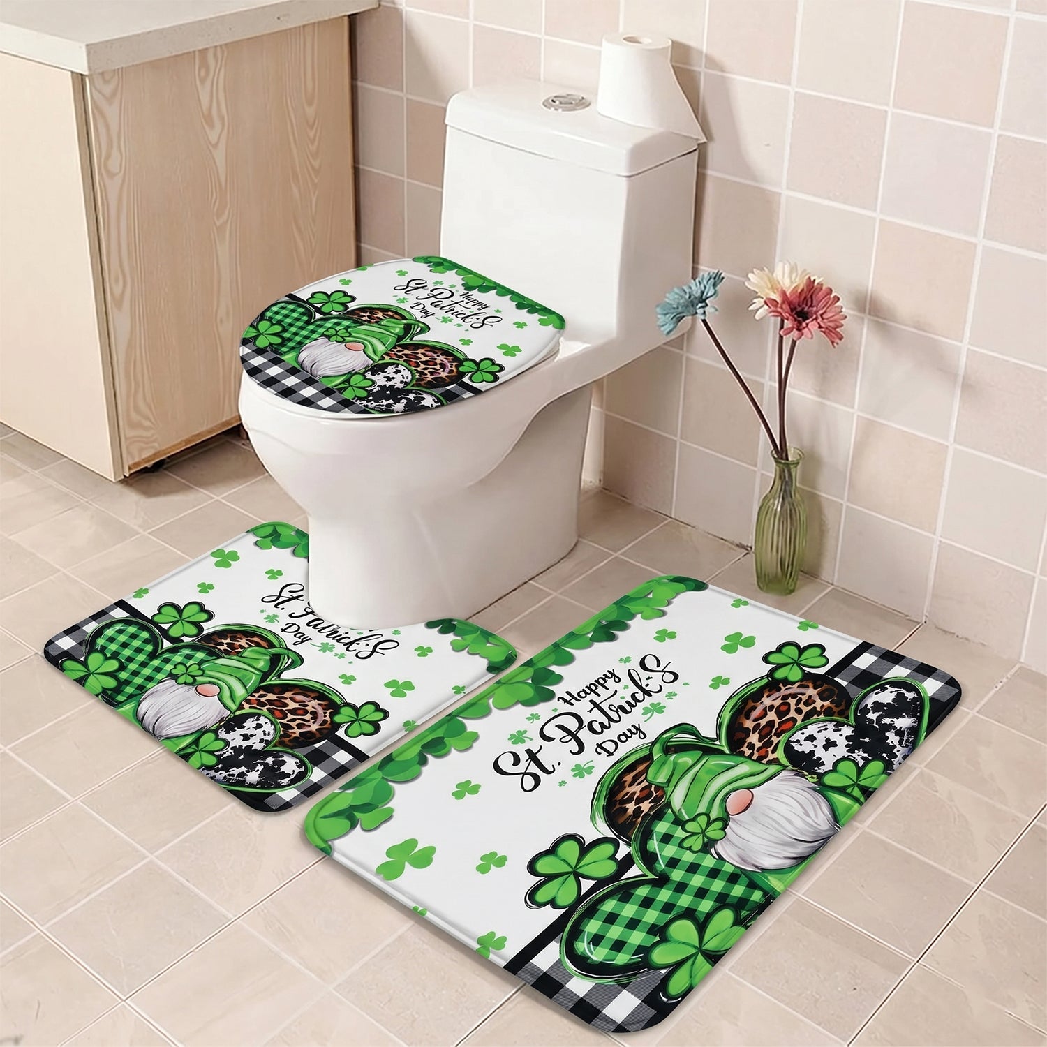 Bathroom mat set placed in bathroom lifestyle scene