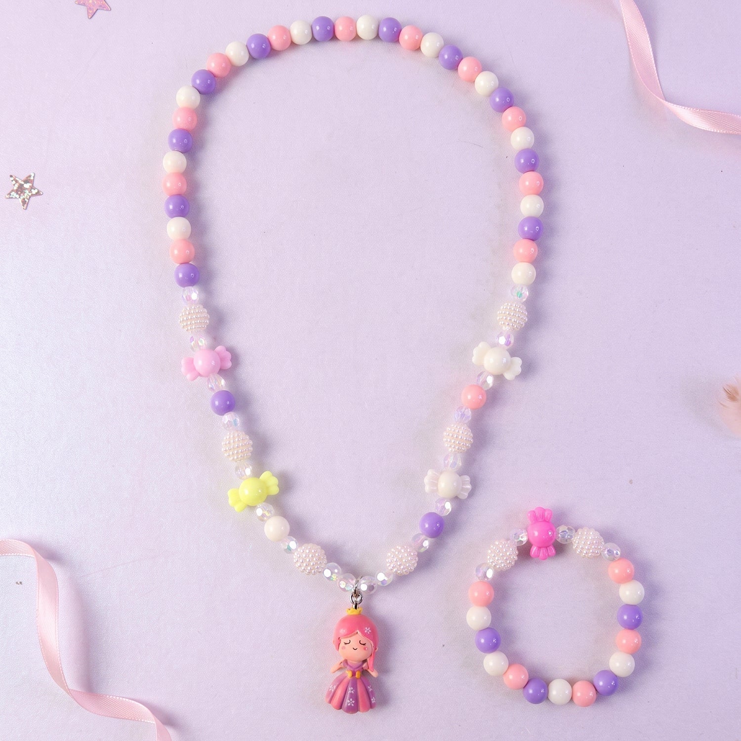 Bead necklace and bracelet set product view