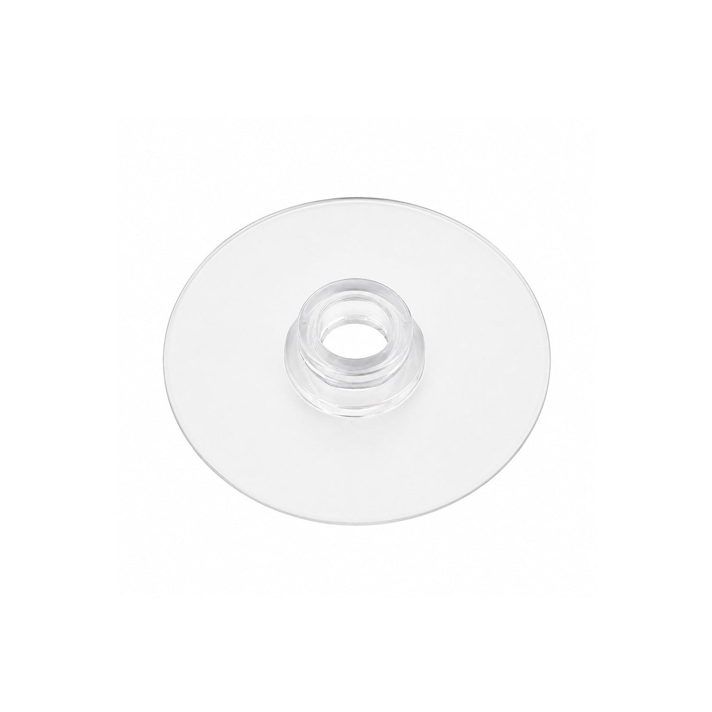 A clear plastic suction cup hook is shown against a plain white background.
