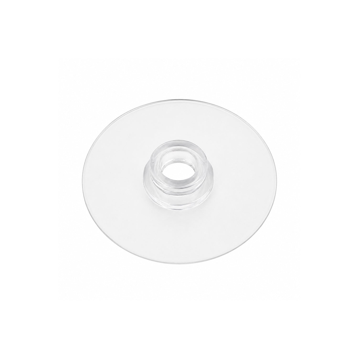 A clear plastic suction cup hook is shown against a plain white background.